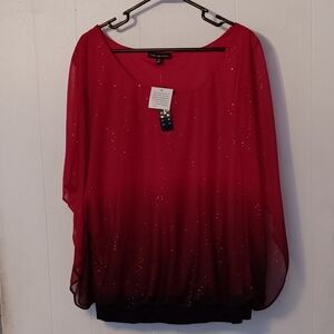 Sparkly Cocktail Blouse 2X by Sara Michelle Wedding Holiday Special Occasion